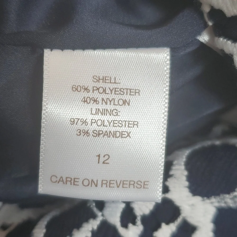 Eva Mendes| Womens Navy Blue White Floral Back Slit Skirt Careerwear Sz.12